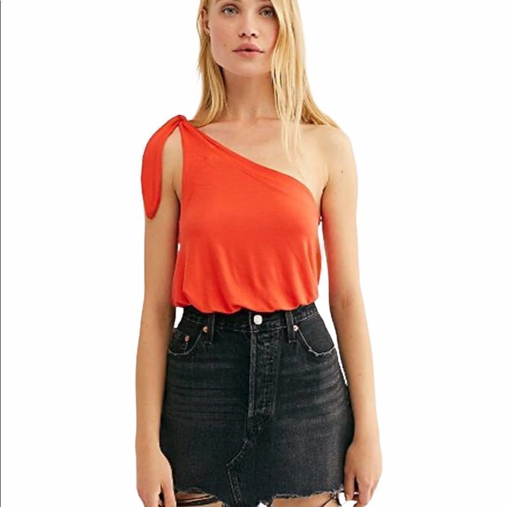 Free‎ People Shindig One Shoulder Top Orange Large